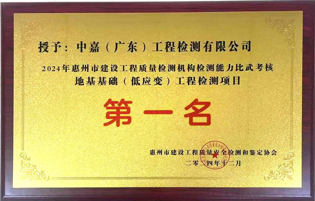 惠州市检测技能比武地基基础第一名